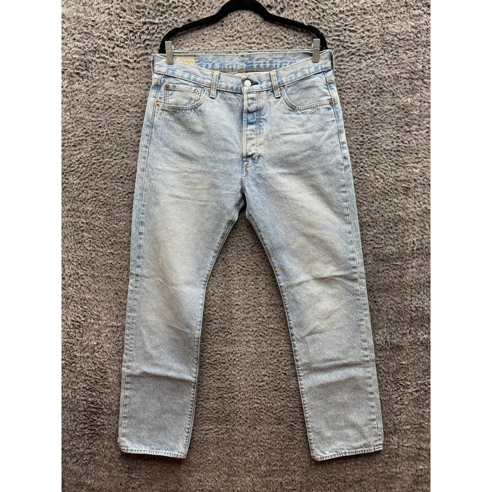 Levi's 501 Straight Button Fly Denim Jeans Light Wash Mens Size 34‎ x 34